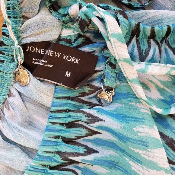 JONES NEW YORK, Teal Boho print tunic top with long sleeves - Picture 12 of 12